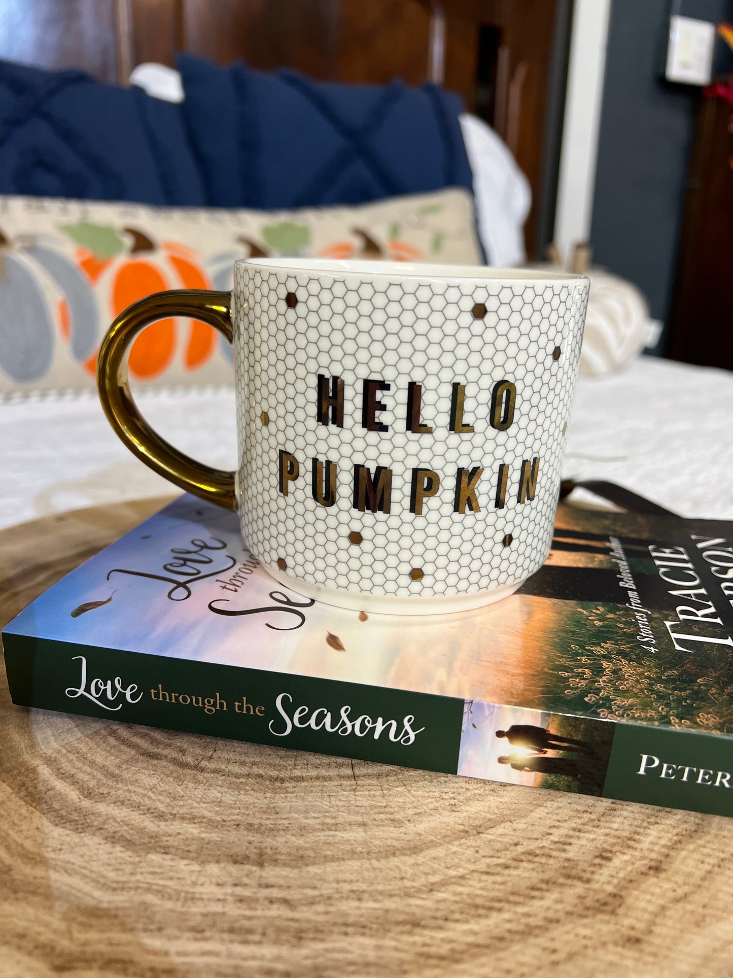 Hello Pumpkin Gold Tile Coffee Mug