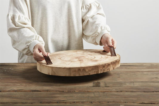 Wood Slice Tray With Handles