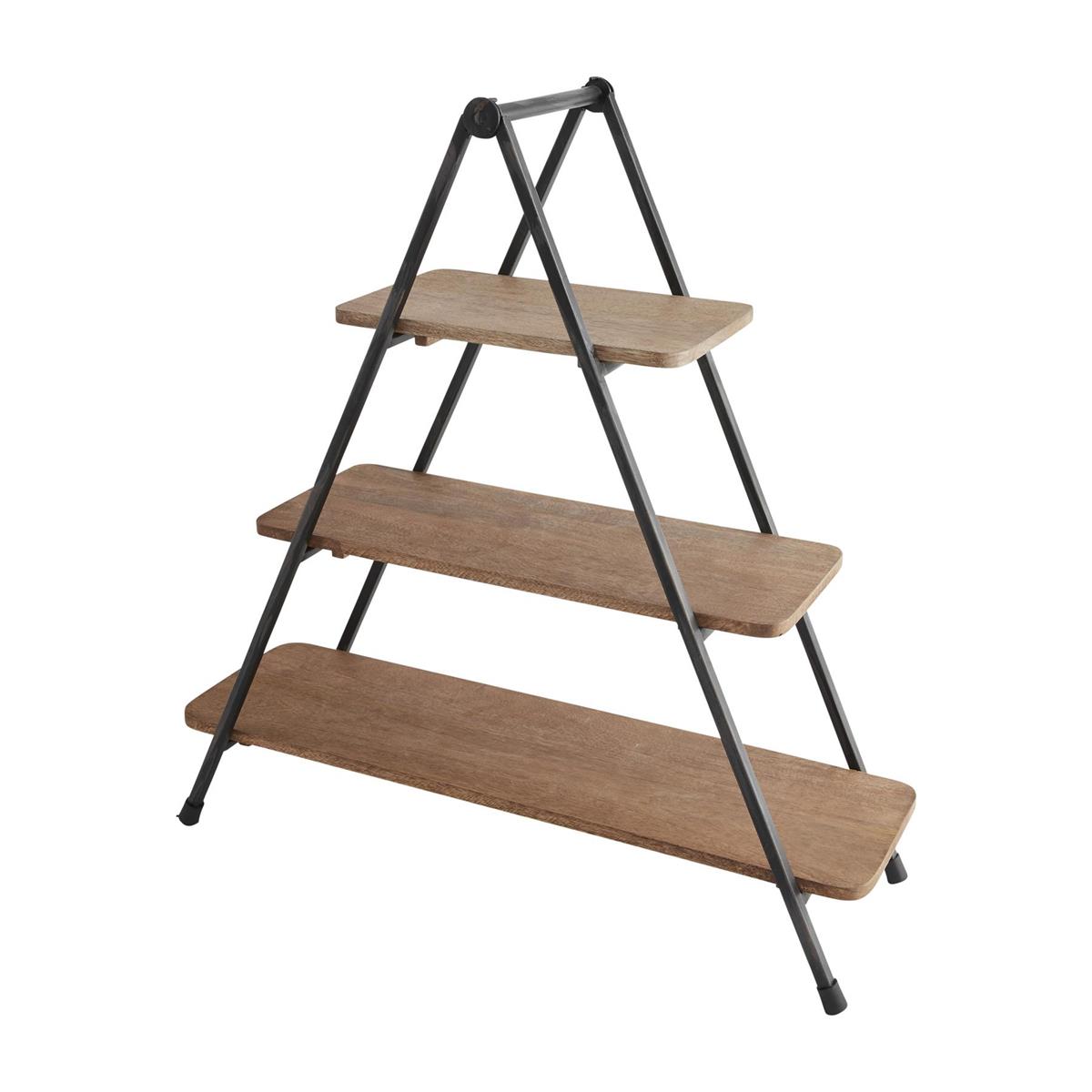 Three-Tier Wood Server Stand