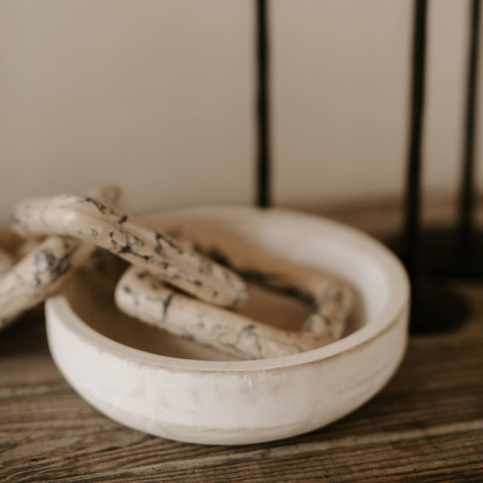 Decorative Whitewash Wood Bowl